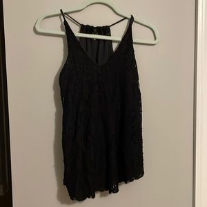 Black lace tank top blouse